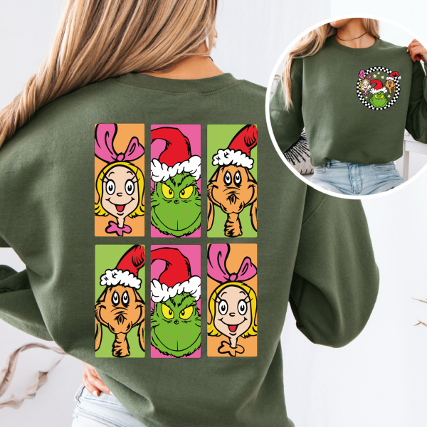 Grinch Christmas Crewneck Sweatshirt | Christmas Cream Crewneck Sweatshirt For Cheap