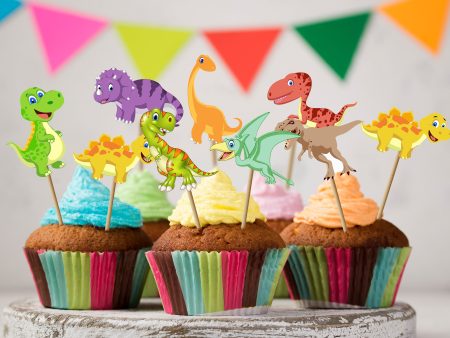 Dinosaur Theme Cup Cake Topper For Cheap